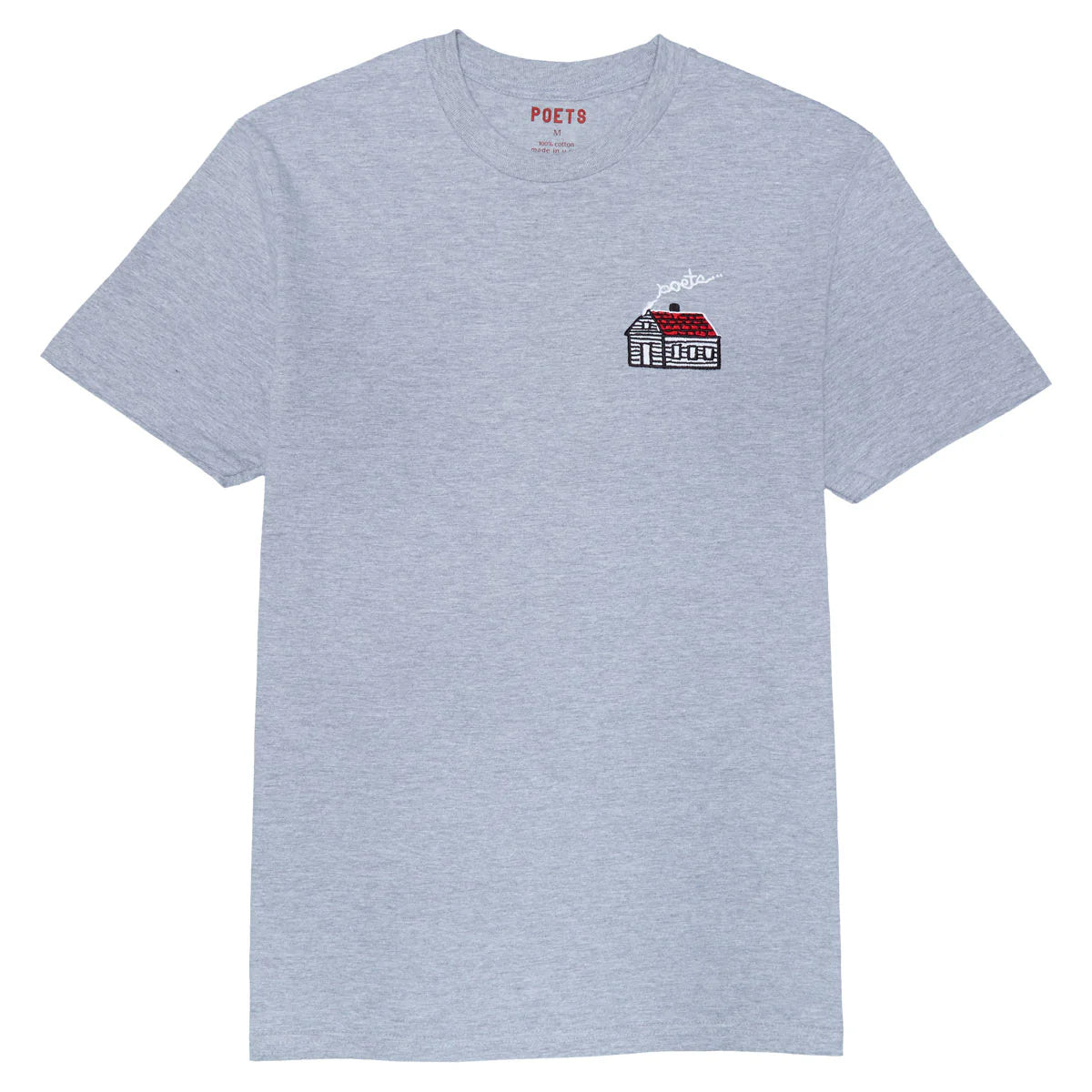 Poets Home Embroidered T-shirt - (heather grey)